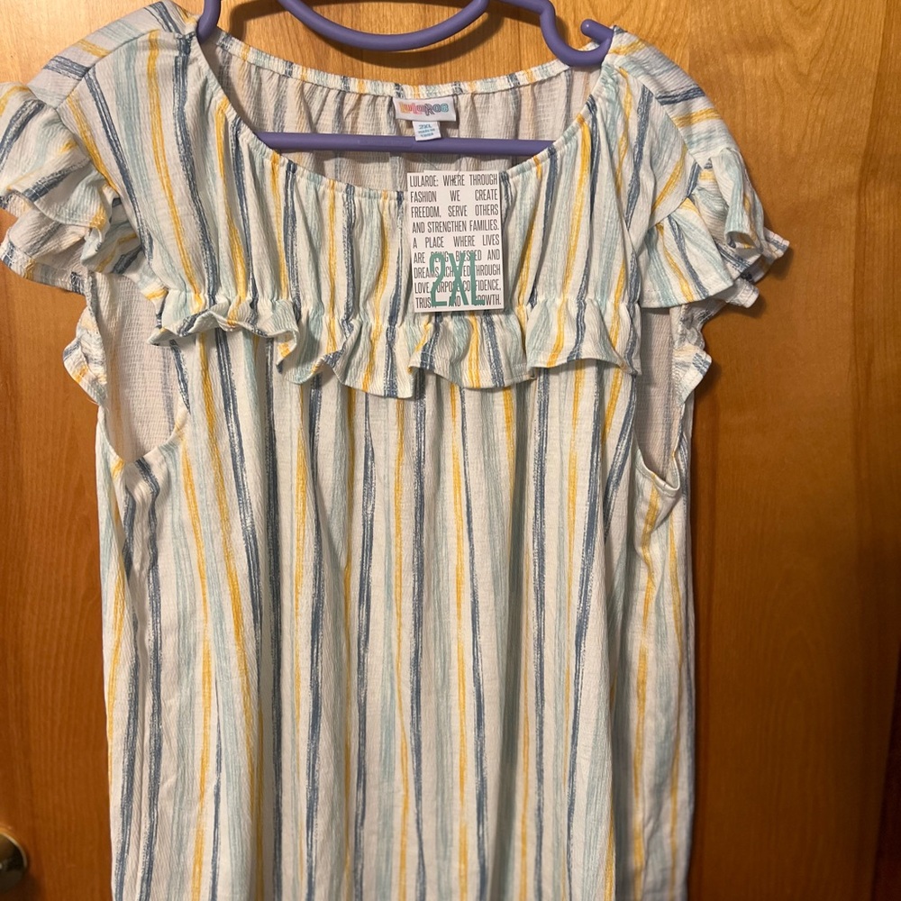 Striped Ruffle Sleeve Top